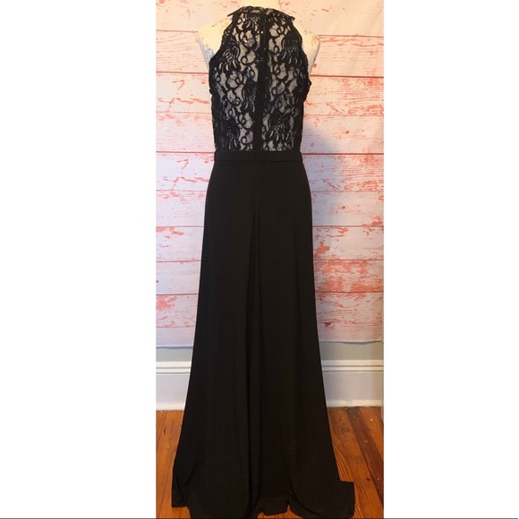 LIKE NEW! High Neck Illusion Plunging Lace Gown - Picture 5 of 11